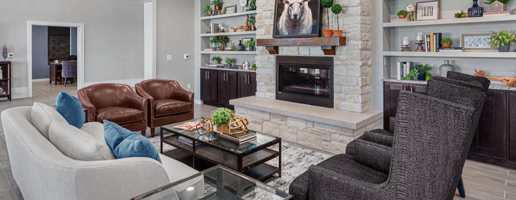 clubhouse with fireside seating