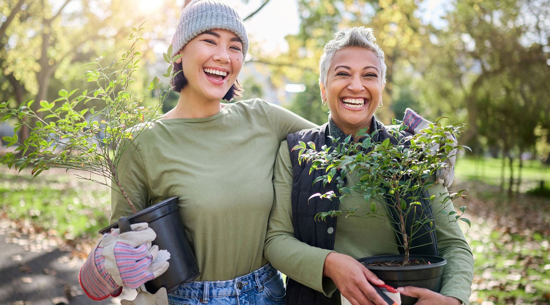 Welcome Home mother an daughter working outdoors